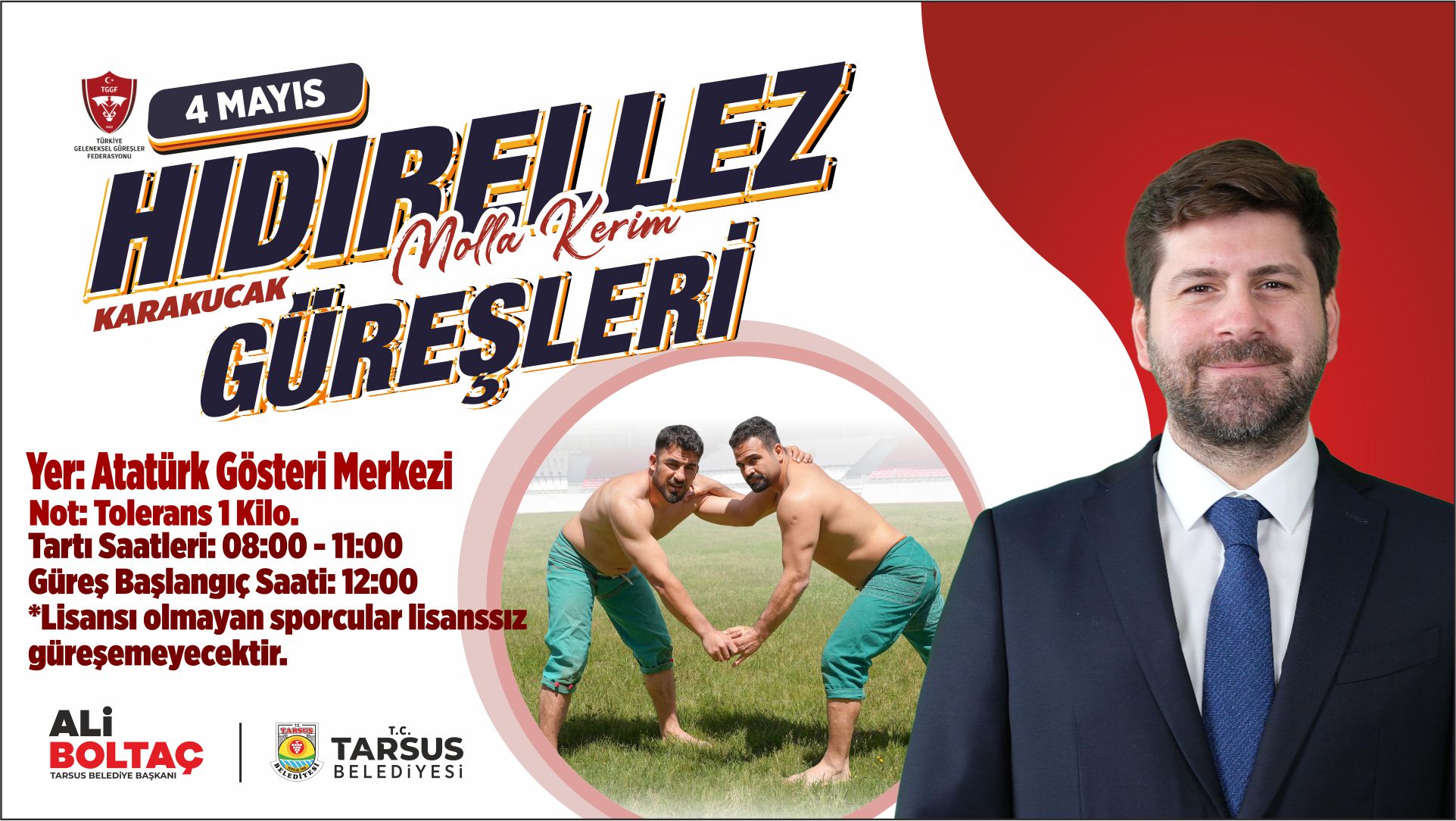 TARSUS’TA HIDIRELLEZ MOLLA KERİM KARAKUCAK GÜREŞLERİ 4 MAYIS’TA BAŞLIYOR