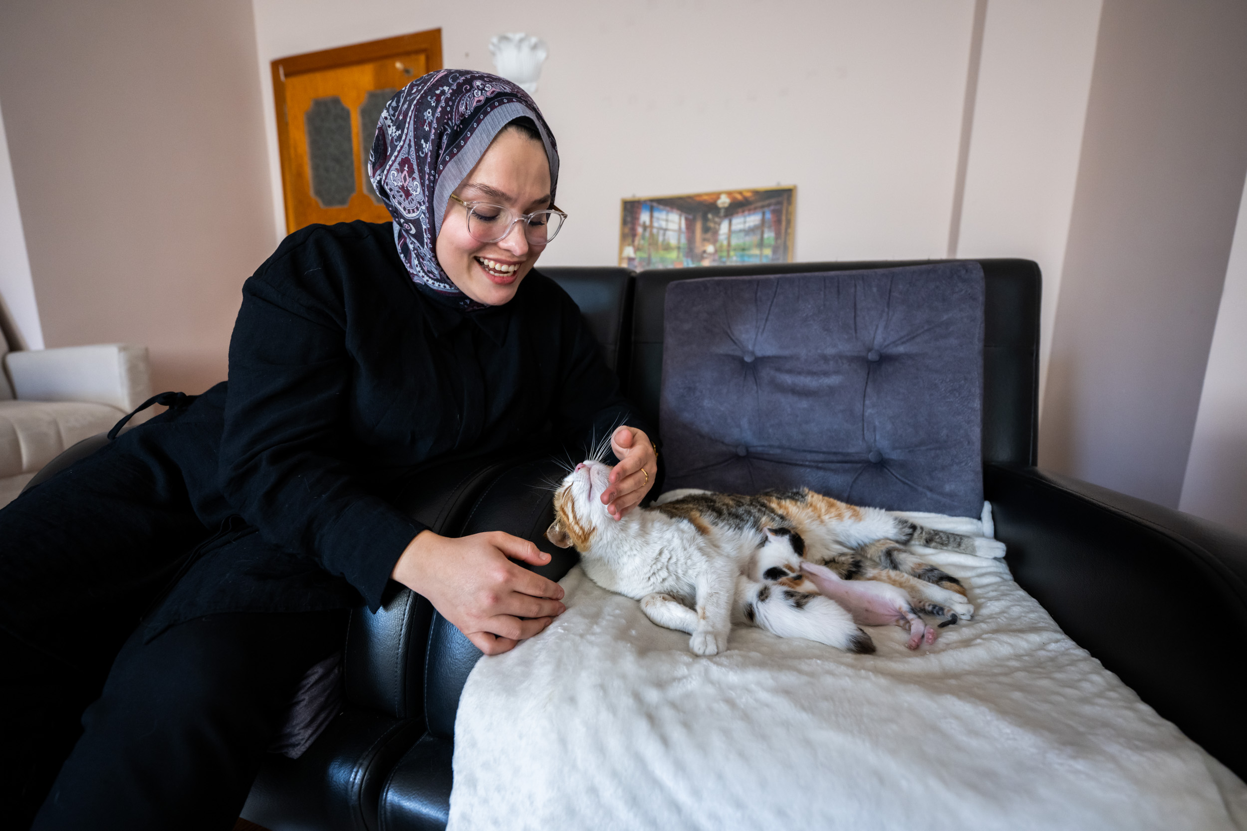 CAMİYE SIĞINAN ANNE KEDİ VE YAVRULARI BÜYÜKŞEHİR SAYESİNDE YENİ YUVASINDA