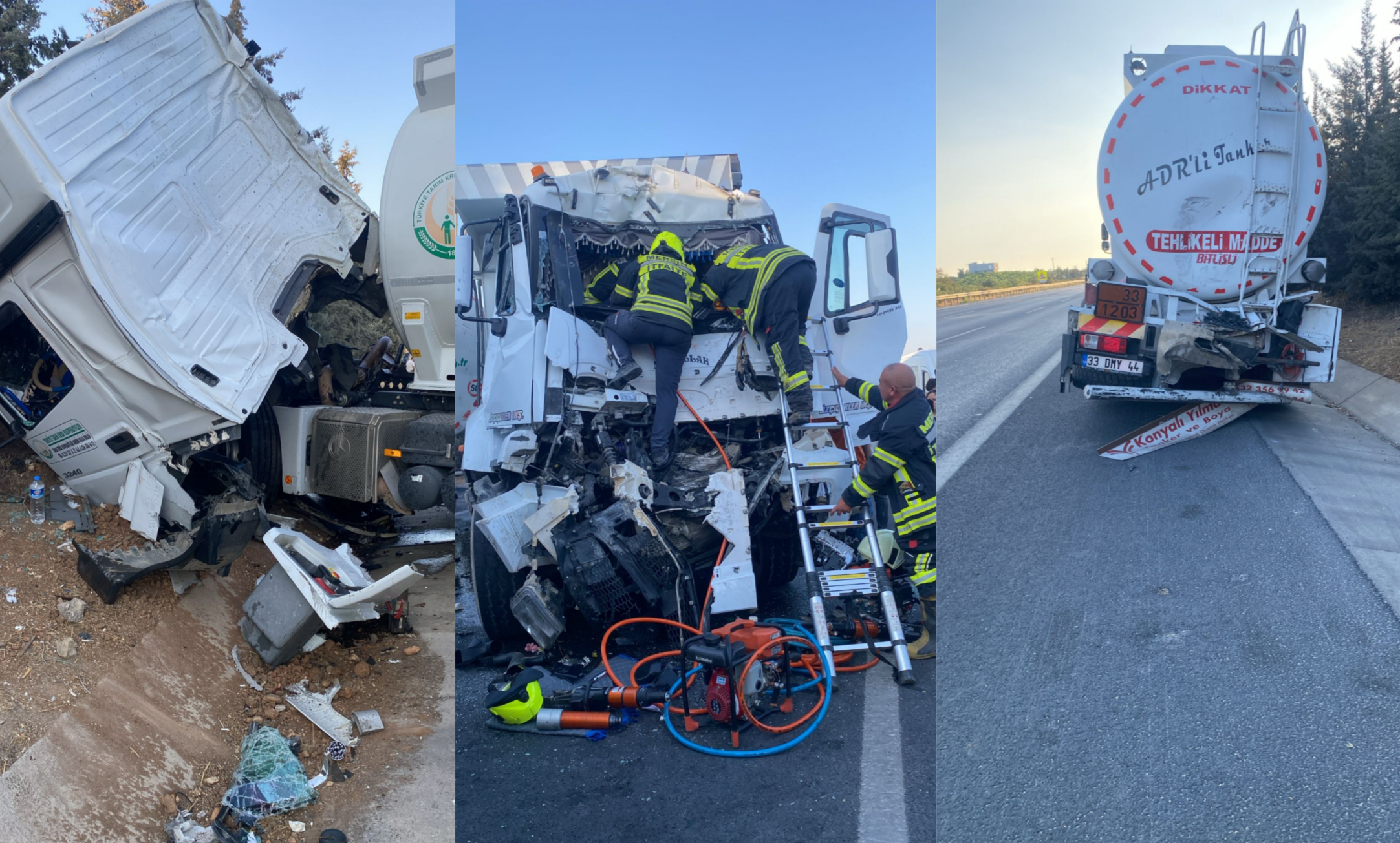 ZİNCİRLEME TRAFİK KAZASINDA SIKIŞAN SÜRÜCÜYÜ MERSİN BÜYÜKŞEHİR İTFAİYESİ KURTARDI